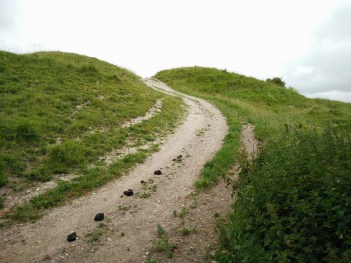 Two hills divided by a path, on a Roman Hill fort